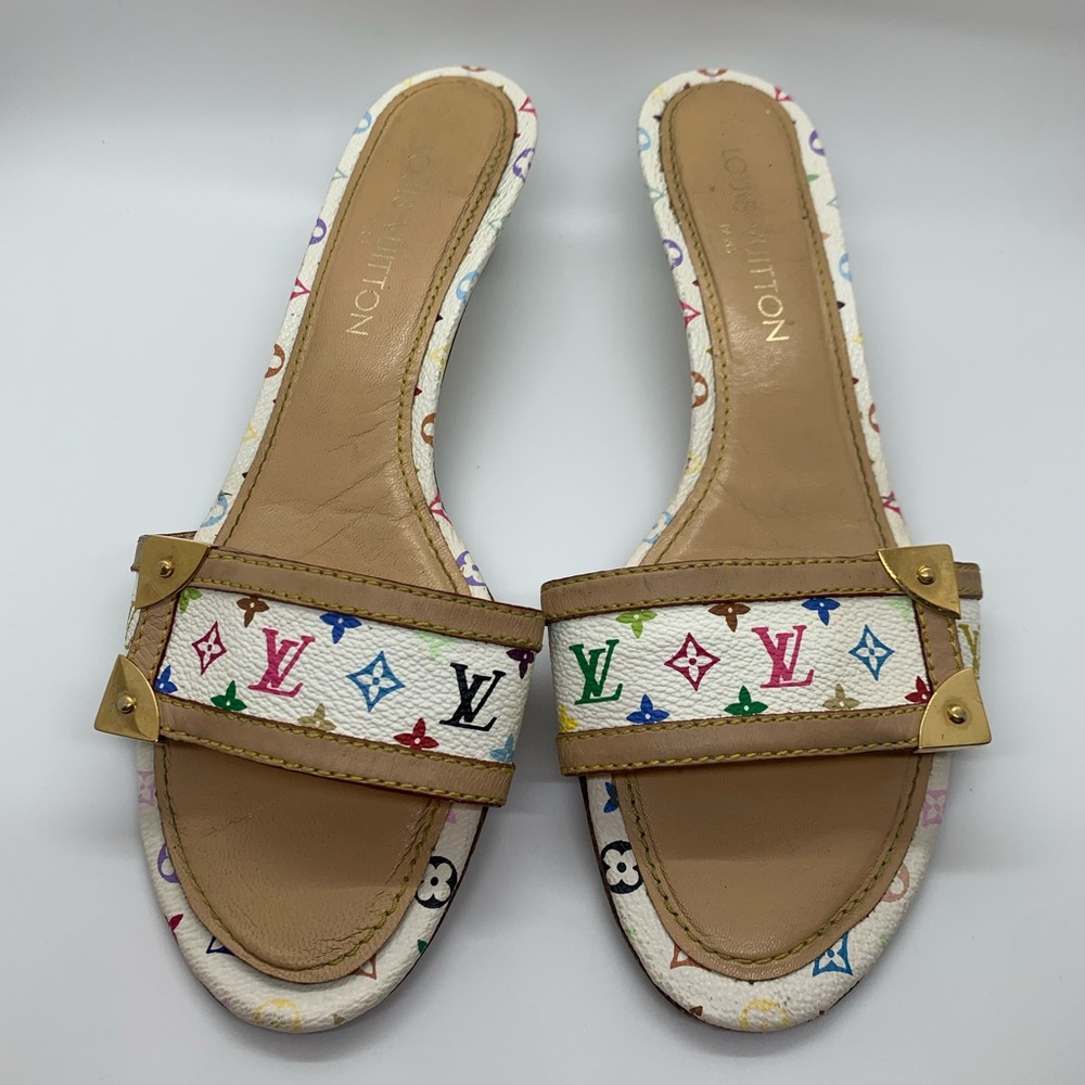 Louis Vuitton White Multicolor Sandals
